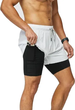 2 In 1 Jogging Shorts Men Liner Workout Running Shorts Lighweight Quick Dry Casual Summer Shorts