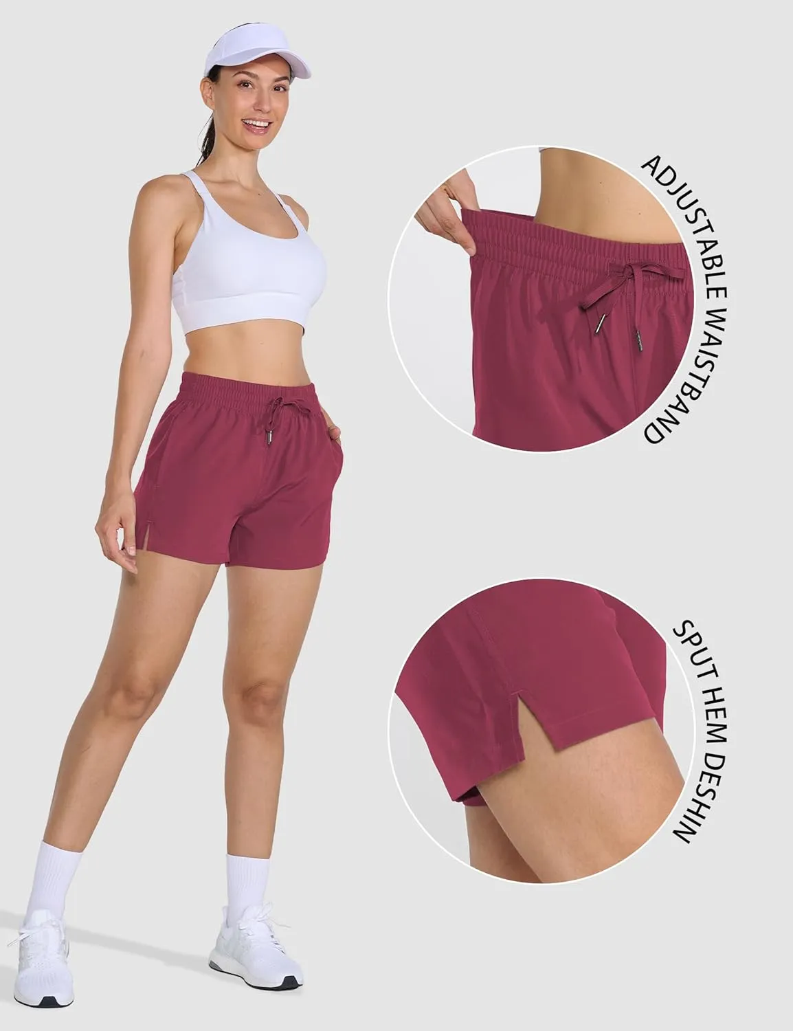 2 Pack 3" Womens Athletic Shorts Basic Running Shorts Lightweight Quick Dry Gym Workout Shorts with Pockets