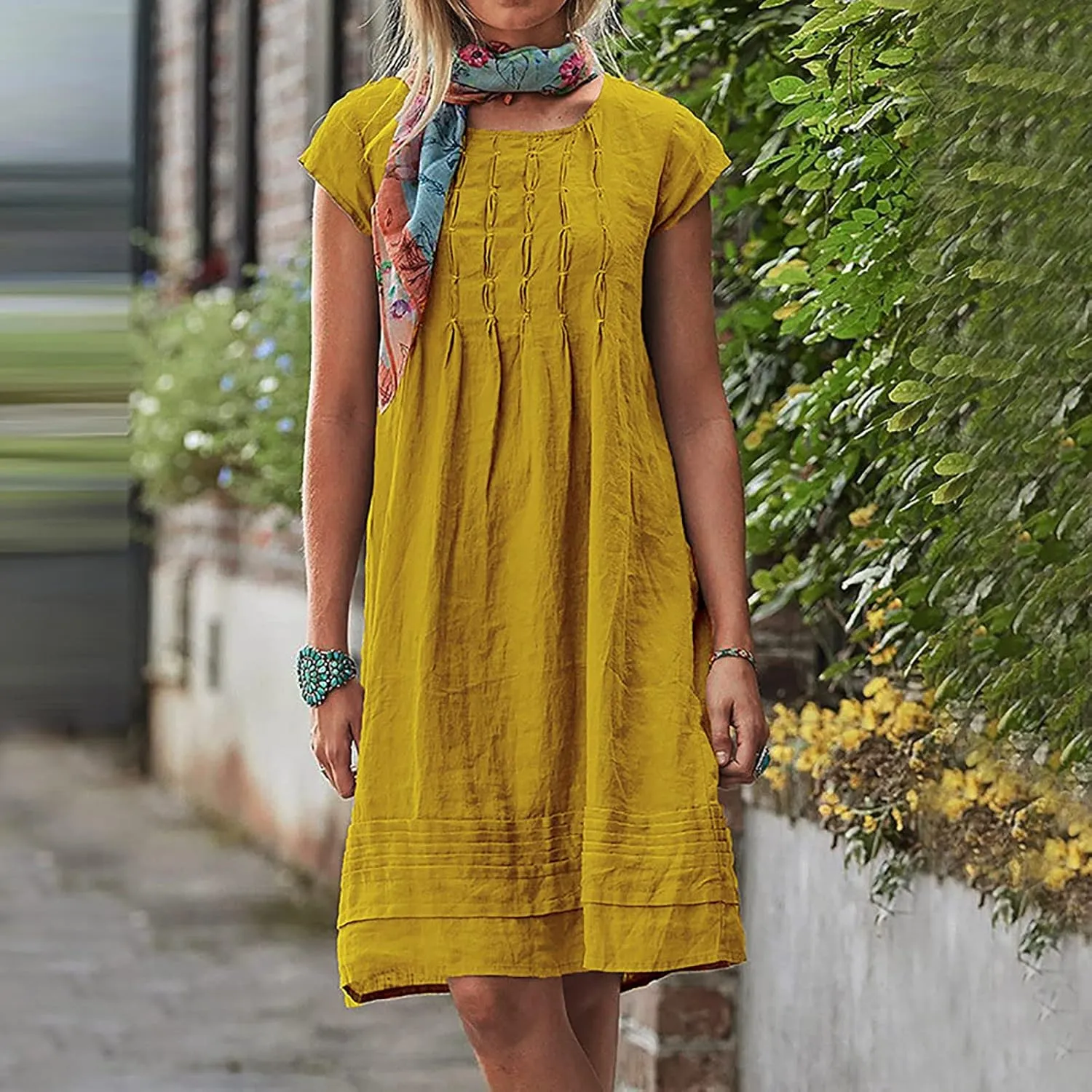 2024 Beach Dresses for Women Women Summer Clothes Summer Outfits for Women Swing Flowy Ruched Dresses Midi Dresses