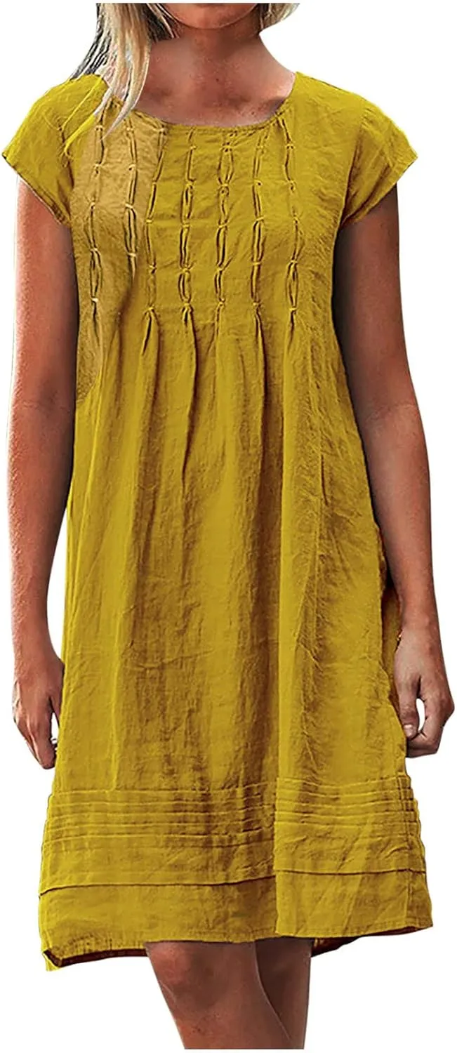 2024 Beach Dresses for Women Women Summer Clothes Summer Outfits for Women Swing Flowy Ruched Dresses Midi Dresses