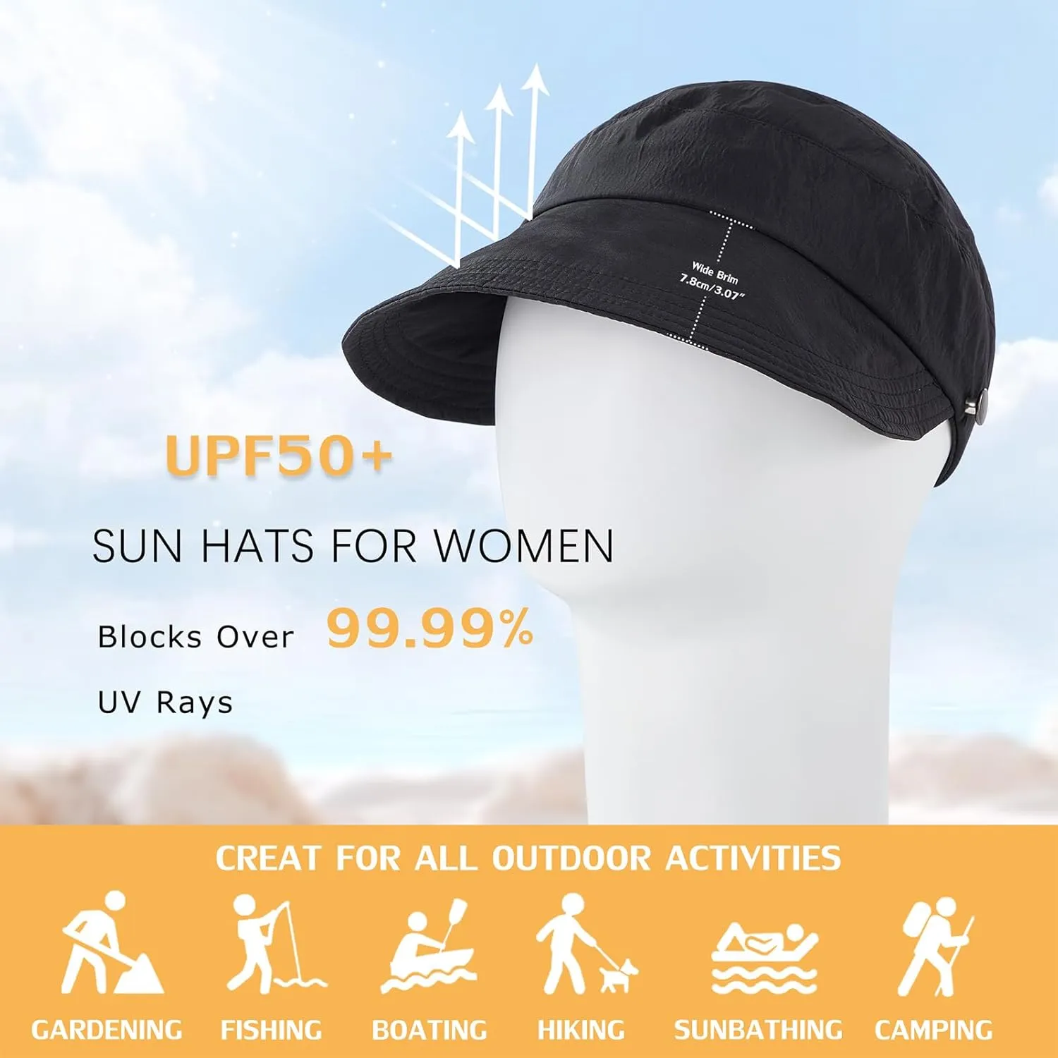 2024 New Women's Large Brim Sun Hats for Women Uv Protection Hollow Top Sun Hat Packable Sun Hat Women