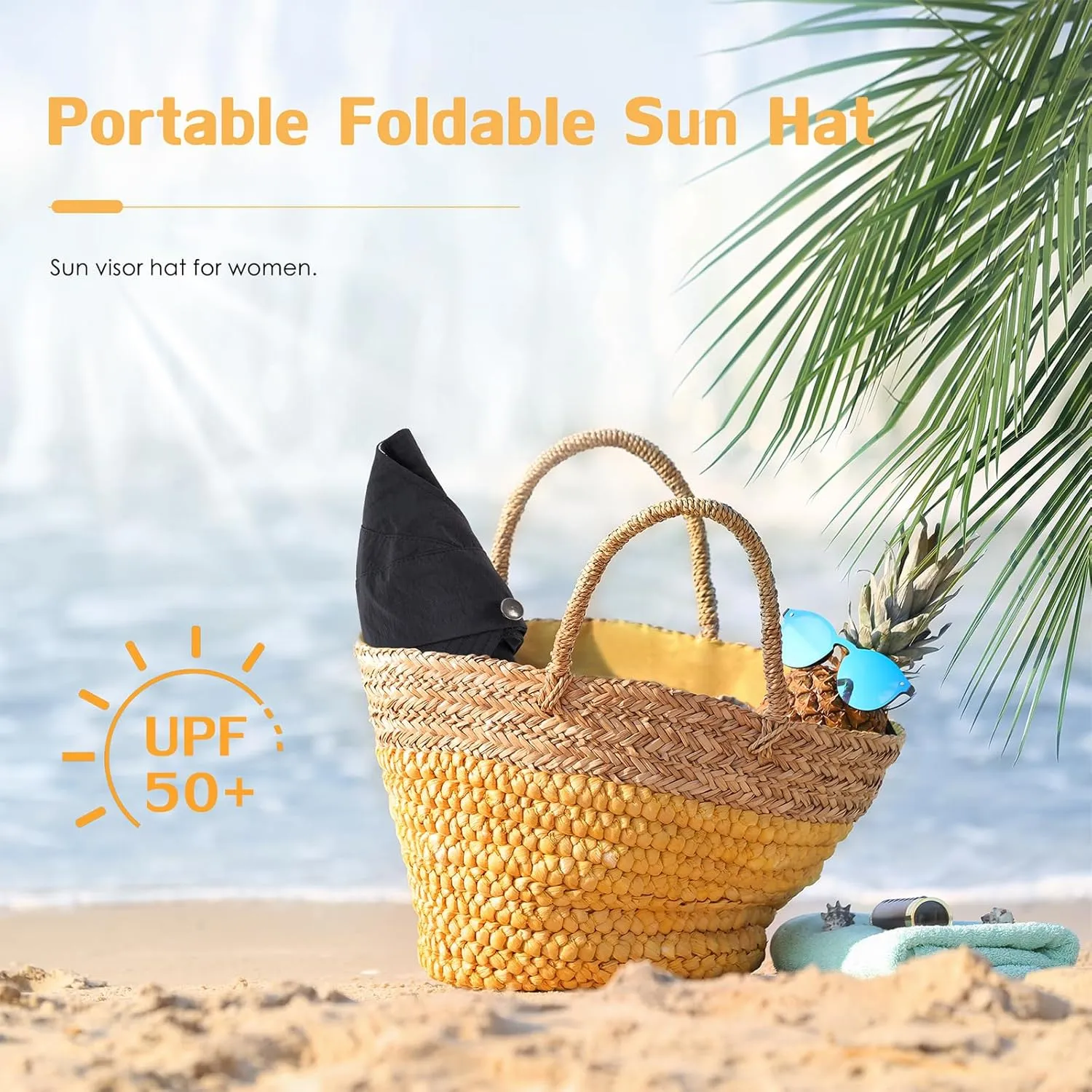 2024 New Women's Large Brim Sun Hats for Women Uv Protection Hollow Top Sun Hat Packable Sun Hat Women