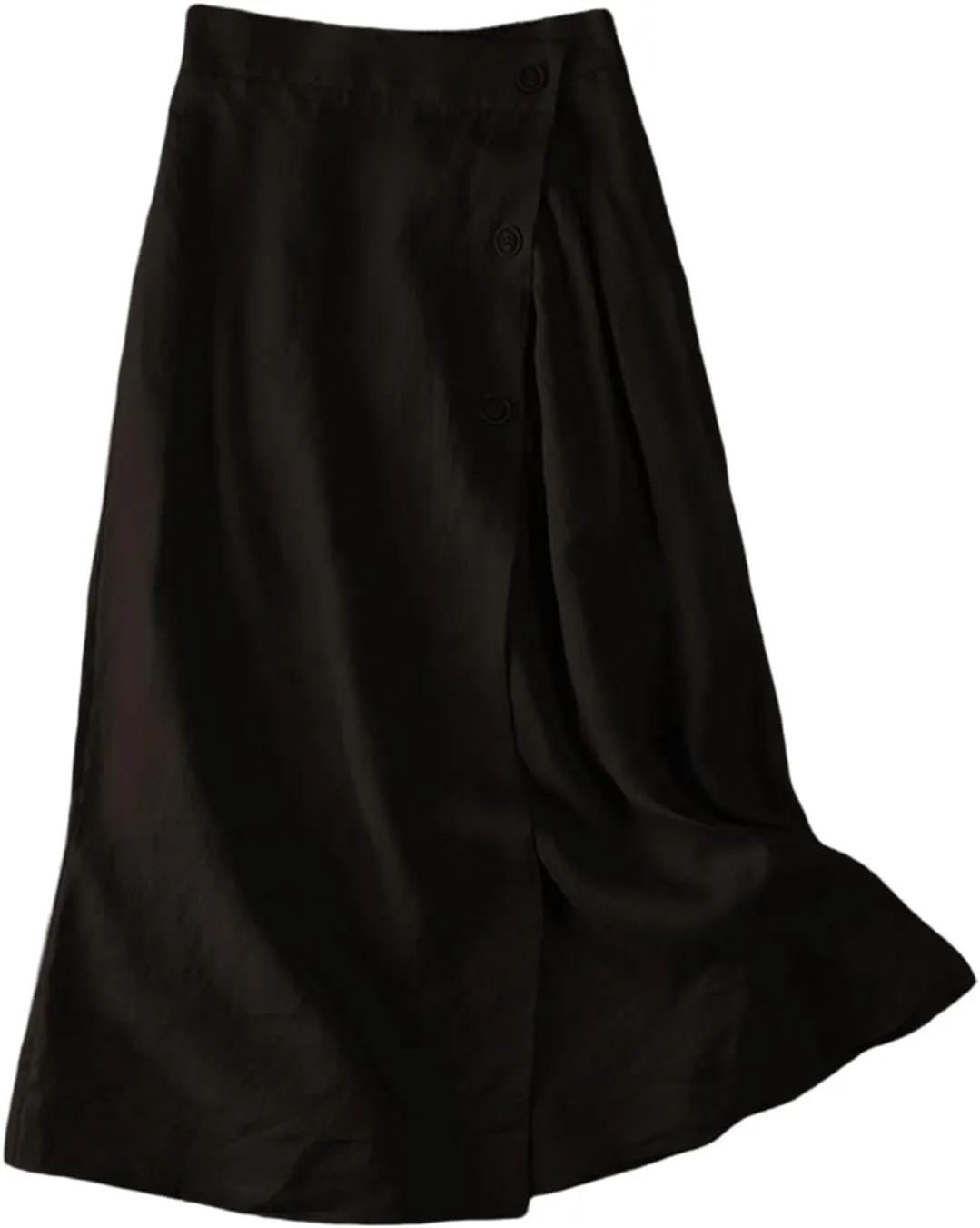 2025 Women Spring Solid Button Down Casual Wedding Elegant Flowy A-Line Midi Skirts, M-2XL