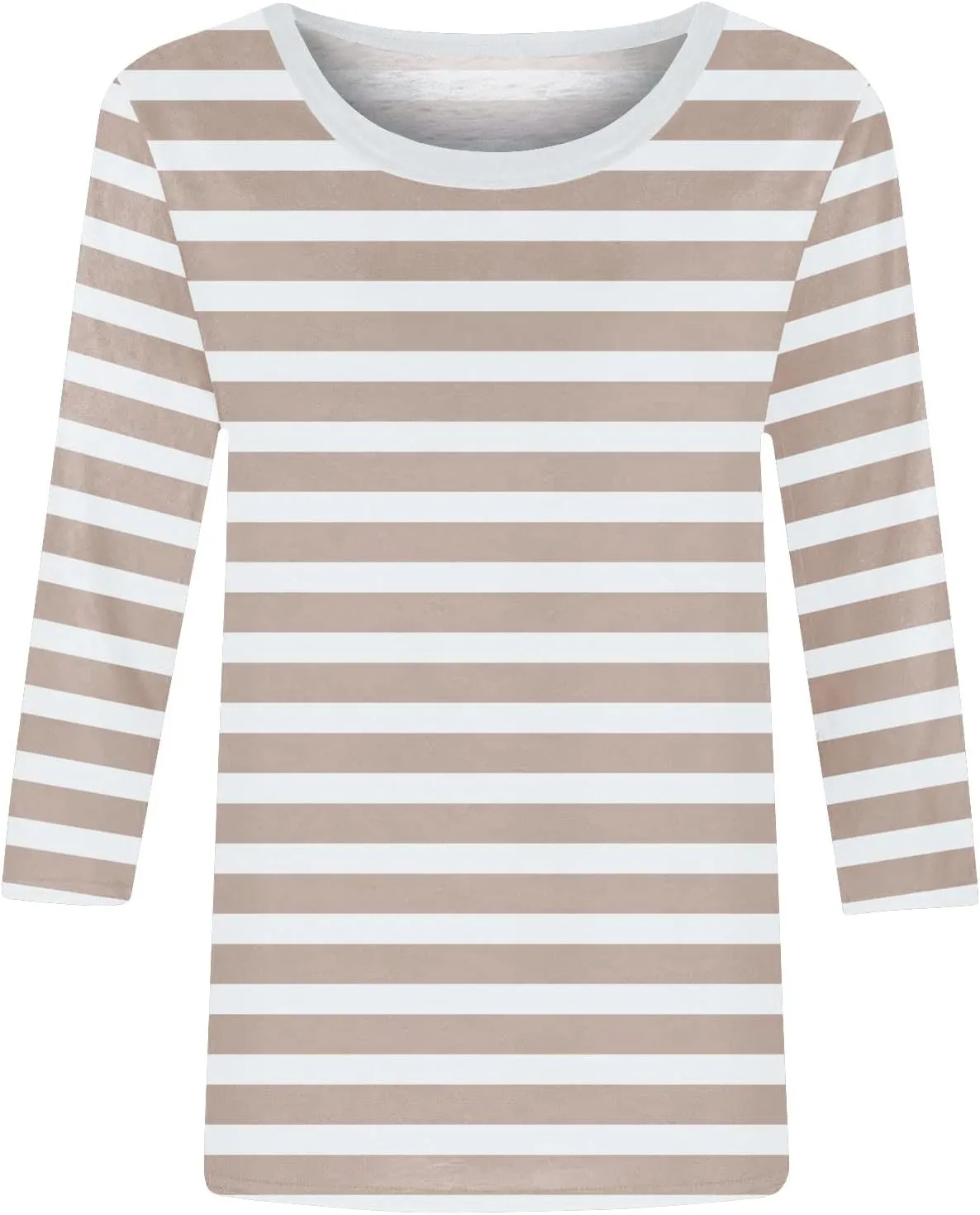 3/4 Length Sleeve Womens Tops Plus Size,Basic Elbow Sleeve Workout Top Striped Shirt Crew Neck 3 Quarter Sleeve Tees