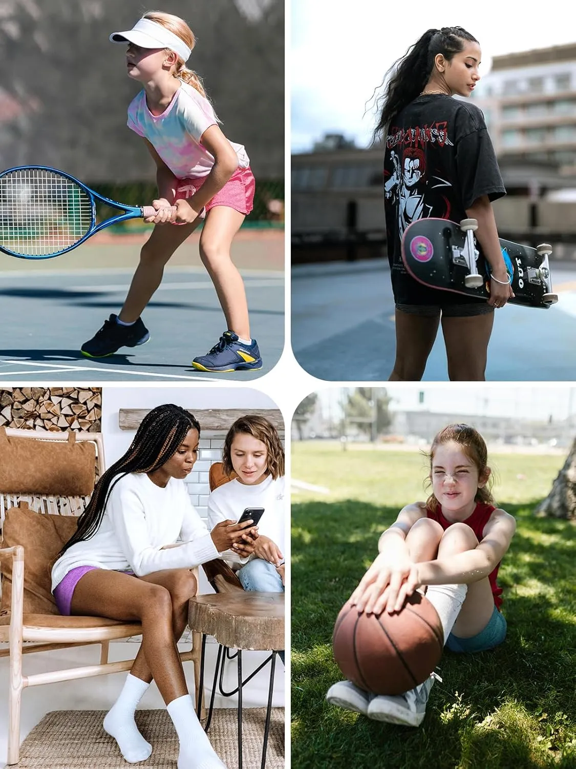 4 Pack Girls Athletic Shorts Dry-Fit Basketball Shorts with Pockets,Girls Running Shorts for Kids Gym Soccer