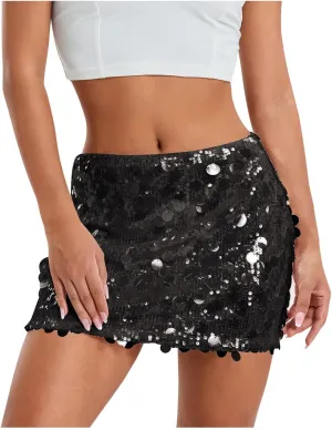 A Line Skirt for Party Low Rise Sequin Trendy Y2K Slim Fit Mini Skirts for Women Fashion Stylish Dance Clubwear