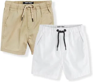 ACESTAR 2 Pack Toddler Boys Summer Shorts with Drawstring - Cotton Baby Casual Pull-On Jogger Shorts Active Sports Shorts