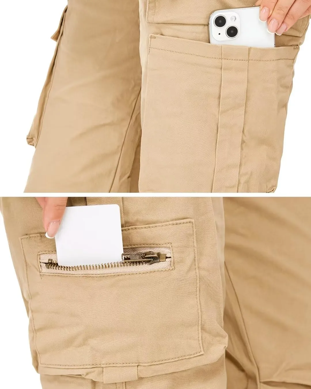 AKARMY Women's Relaxed Fit Cargo Pants Outdoor Sport Hiking Pants Casual Pants Parachute Pants with Zipper Pockets