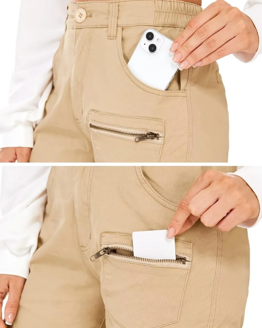AKARMY Women's Relaxed Fit Cargo Pants Outdoor Sport Hiking Pants Casual Pants Parachute Pants with Zipper Pockets