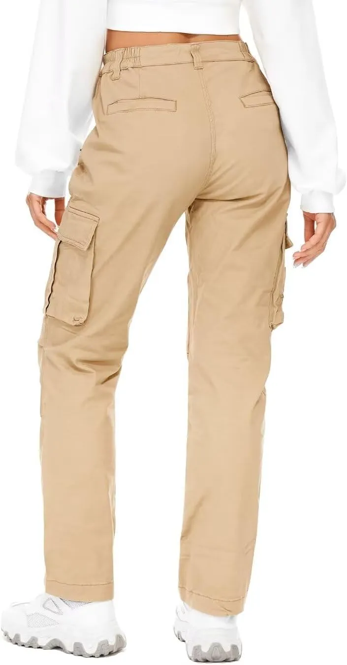 AKARMY Women's Relaxed Fit Cargo Pants Outdoor Sport Hiking Pants Casual Pants Parachute Pants with Zipper Pockets