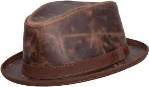 American Hat Makers Soho Leather Fedora for Men/Woman –Summer Hats for Men