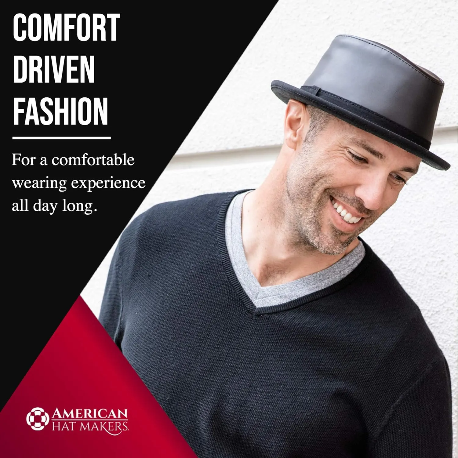 American Hat Makers Soho Leather Fedora for Men/Woman –Summer Hats for Men