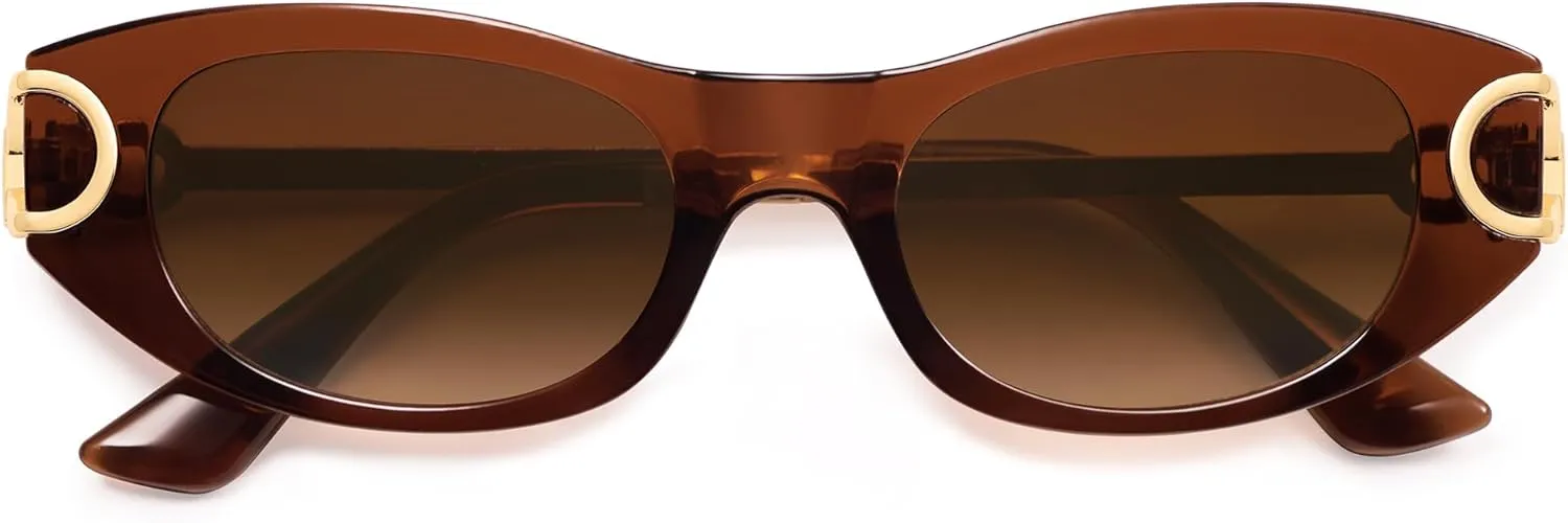 AMOMOMA Retro Oval Sunglasses for Womens Trendy Vintage Cat Eye Sunglasses 2024 AM6642