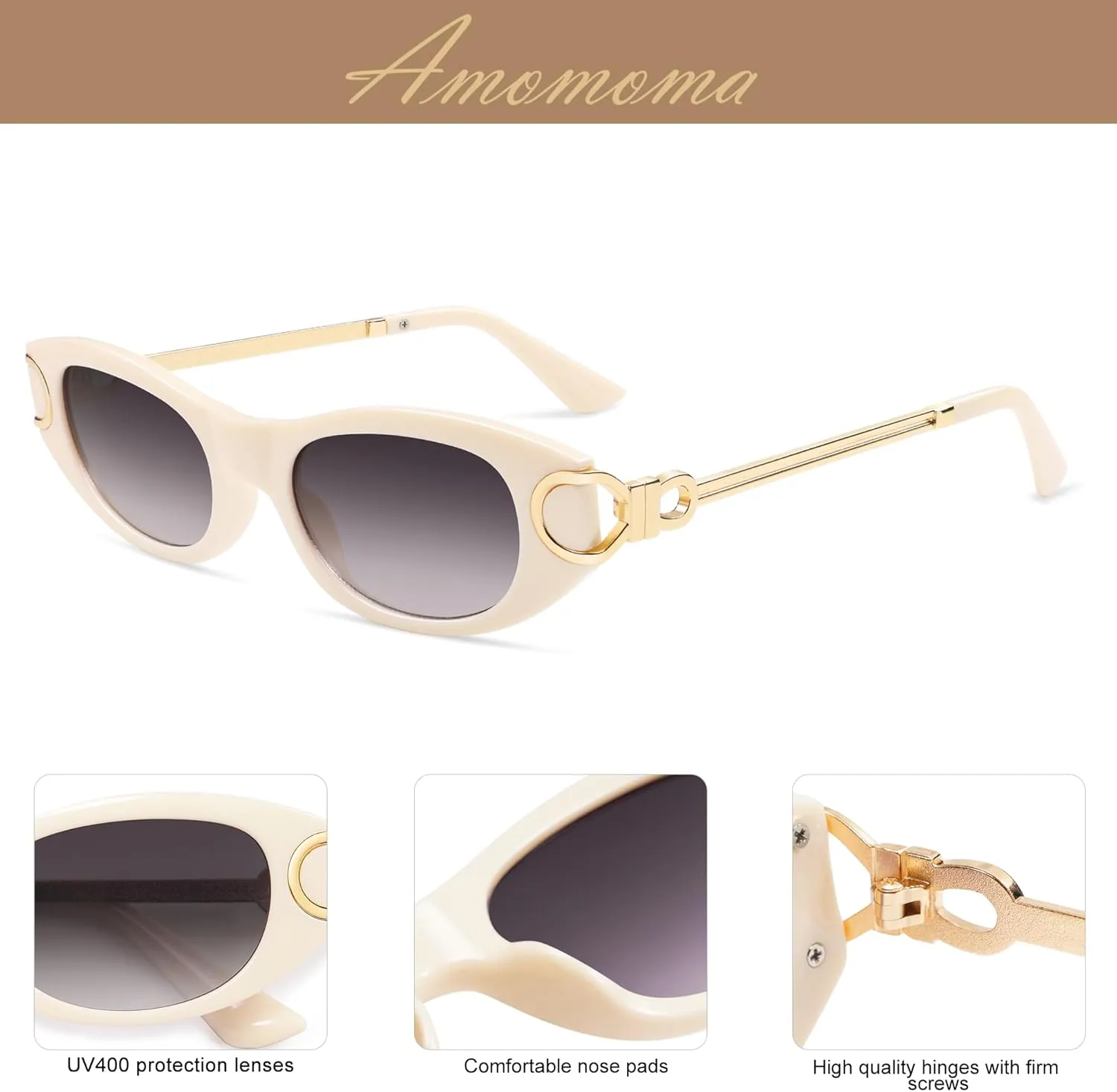 AMOMOMA Retro Oval Sunglasses for Womens Trendy Vintage Cat Eye Sunglasses 2024 AM6642