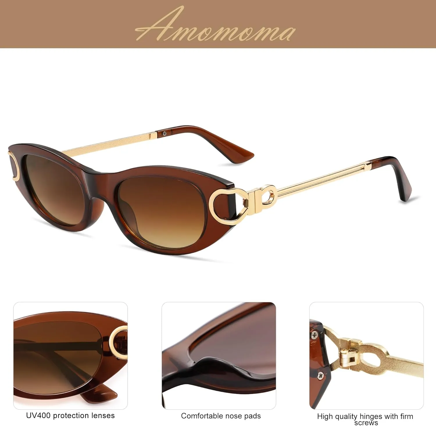AMOMOMA Retro Oval Sunglasses for Womens Trendy Vintage Cat Eye Sunglasses 2024 AM6642