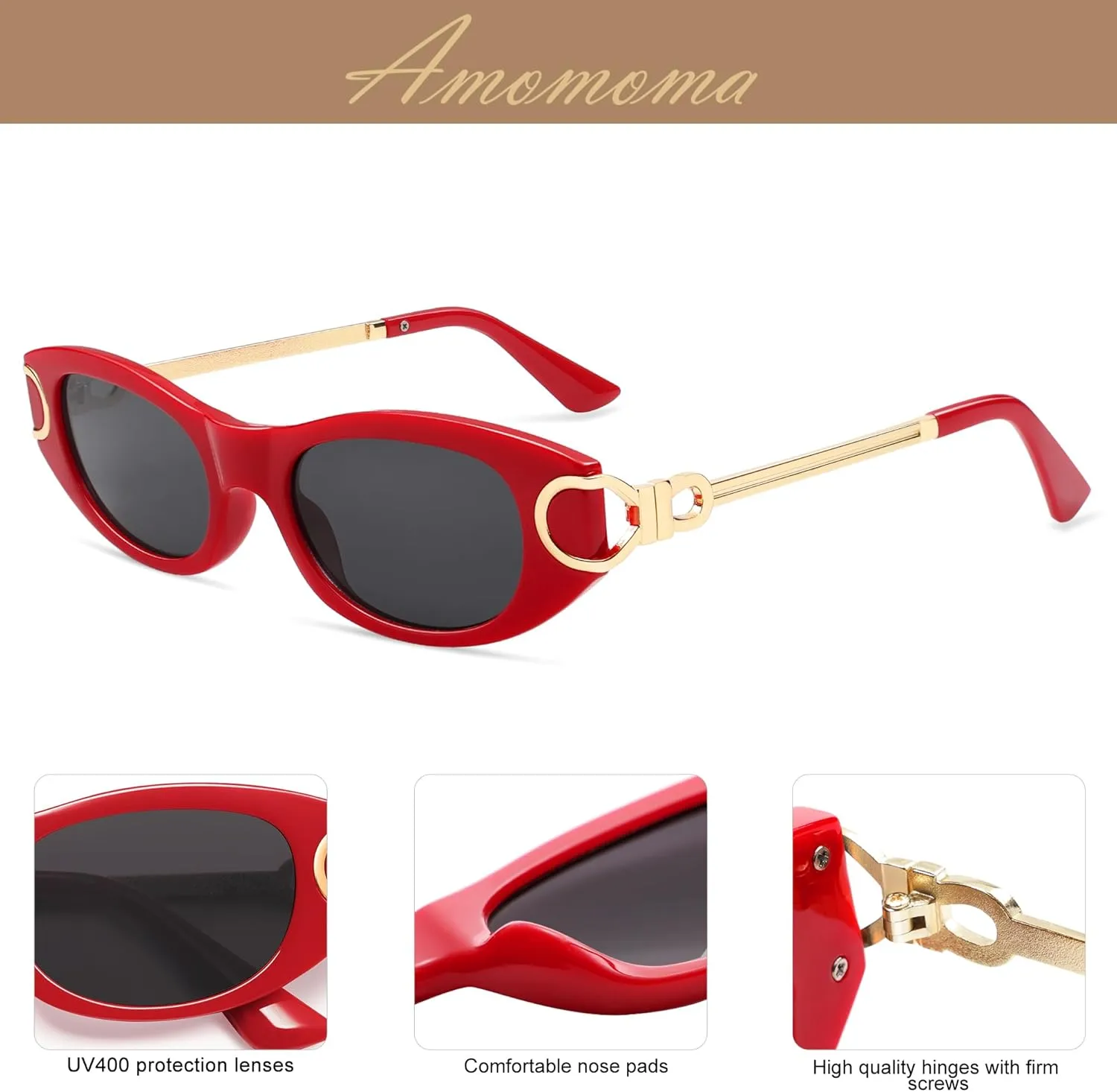 AMOMOMA Retro Oval Sunglasses for Womens Trendy Vintage Cat Eye Sunglasses 2024 AM6642
