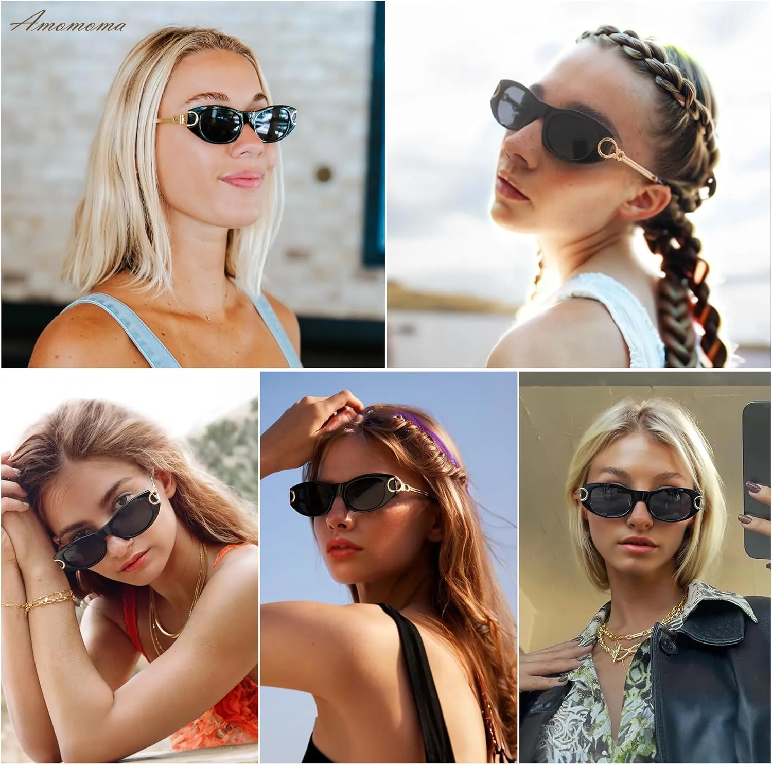 AMOMOMA Retro Oval Sunglasses for Womens Trendy Vintage Cat Eye Sunglasses 2024 AM6642