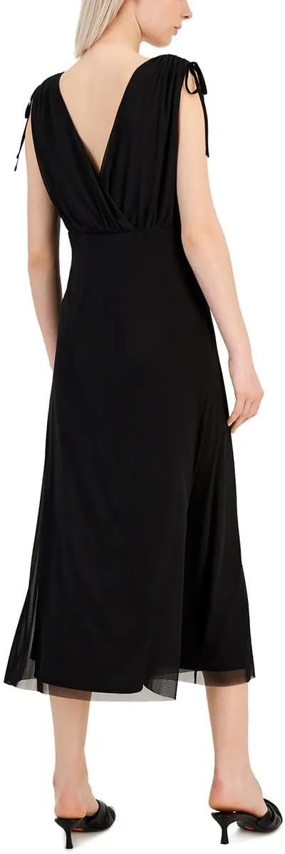 Anne Klein Womens Printed Ruched Fit & Flare Dress
