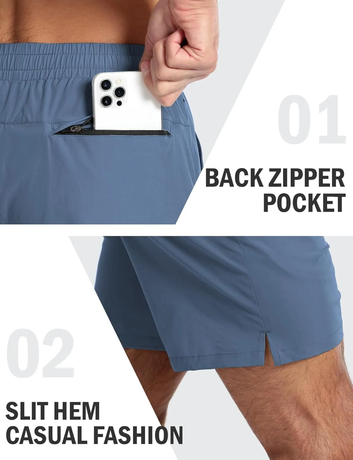 Aolesy Mens Athletic Shorts 7” Quick Dry Gym Running Shorts with Zipper Pockets Lightweight Workout Shorts