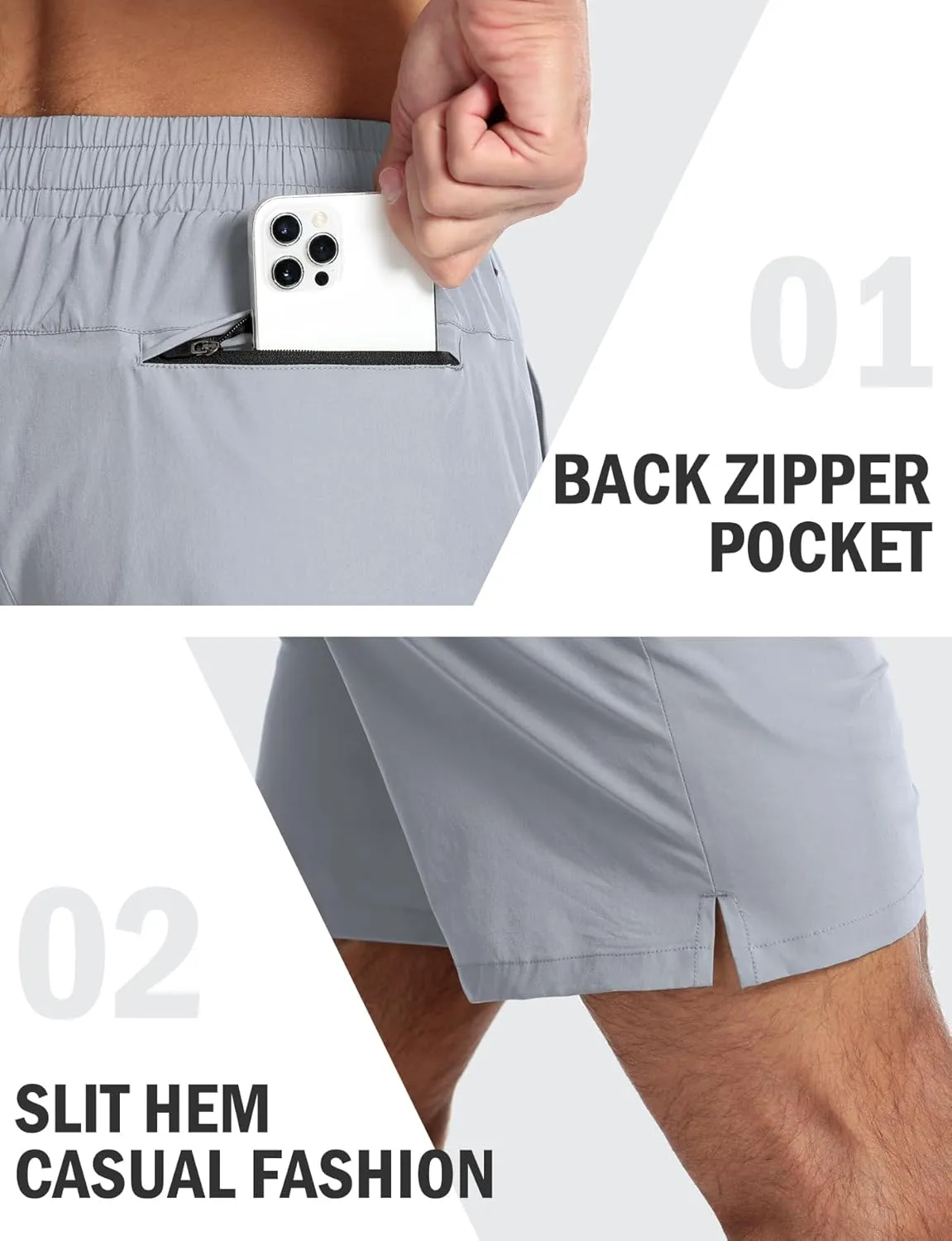 Aolesy Mens Athletic Shorts 7” Quick Dry Gym Running Shorts with Zipper Pockets Lightweight Workout Shorts