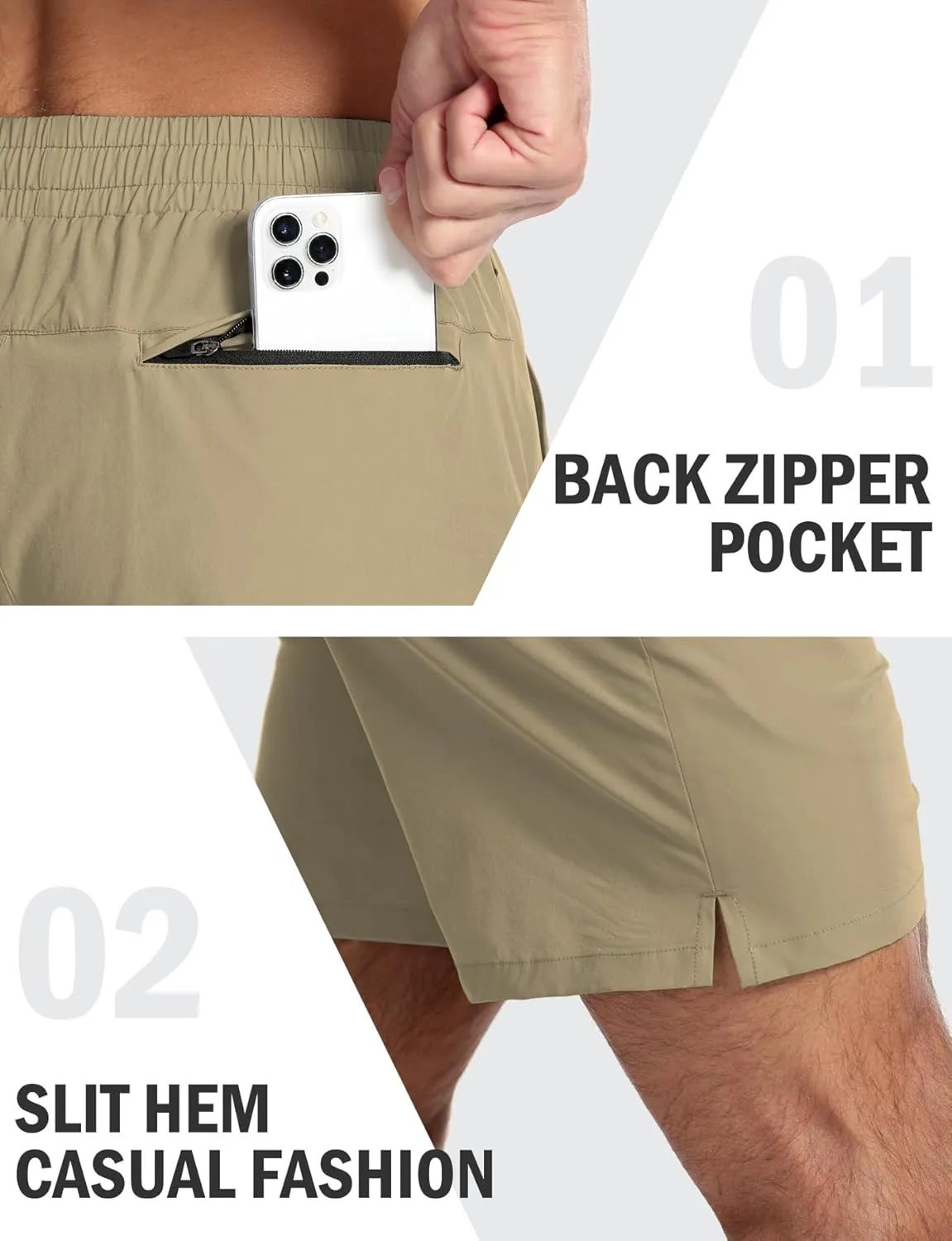 Aolesy Mens Athletic Shorts 7” Quick Dry Gym Running Shorts with Zipper Pockets Lightweight Workout Shorts