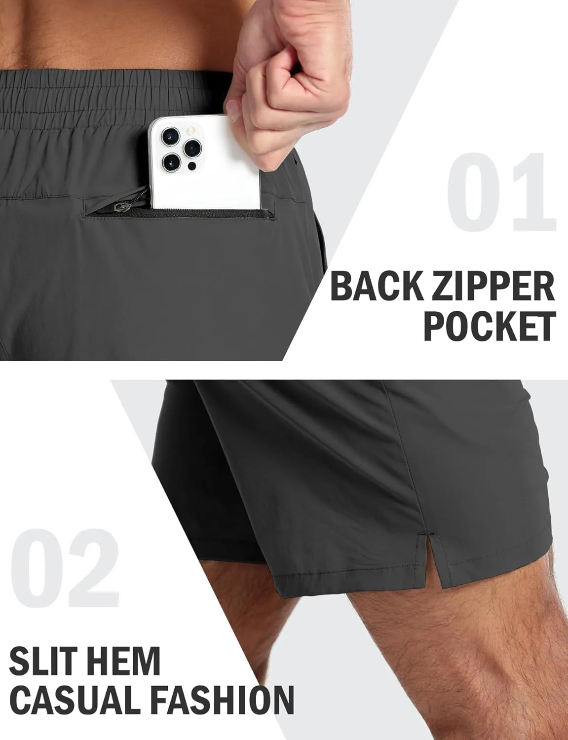 Aolesy Mens Athletic Shorts 7” Quick Dry Gym Running Shorts with Zipper Pockets Lightweight Workout Shorts