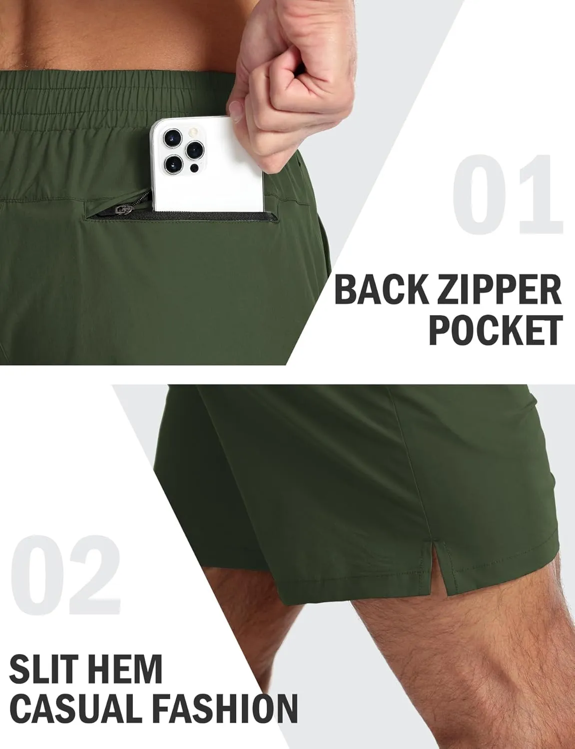 Aolesy Mens Athletic Shorts 7” Quick Dry Gym Running Shorts with Zipper Pockets Lightweight Workout Shorts