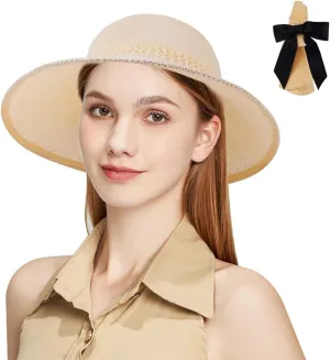 AOMIG Sun Visor Hats Sun Hats for Women Wide Brim Sun Straw Hat UPF Summer Empty Top Sun Cap UV Protection Sun Cap Foldable