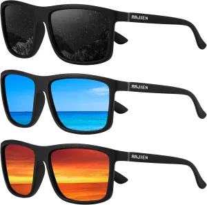Arjien Polarized Sunglasses for Men UV400 Protection Square Mens Sun Glasses Must-Have for Running Golf Driving Fishing Beach