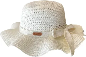 Baby Country Straw Hat with Bow Kids Wide Brim Sun Cap UPF 50  Breathable Fisherman Bucket Hat for Outdoor Protection