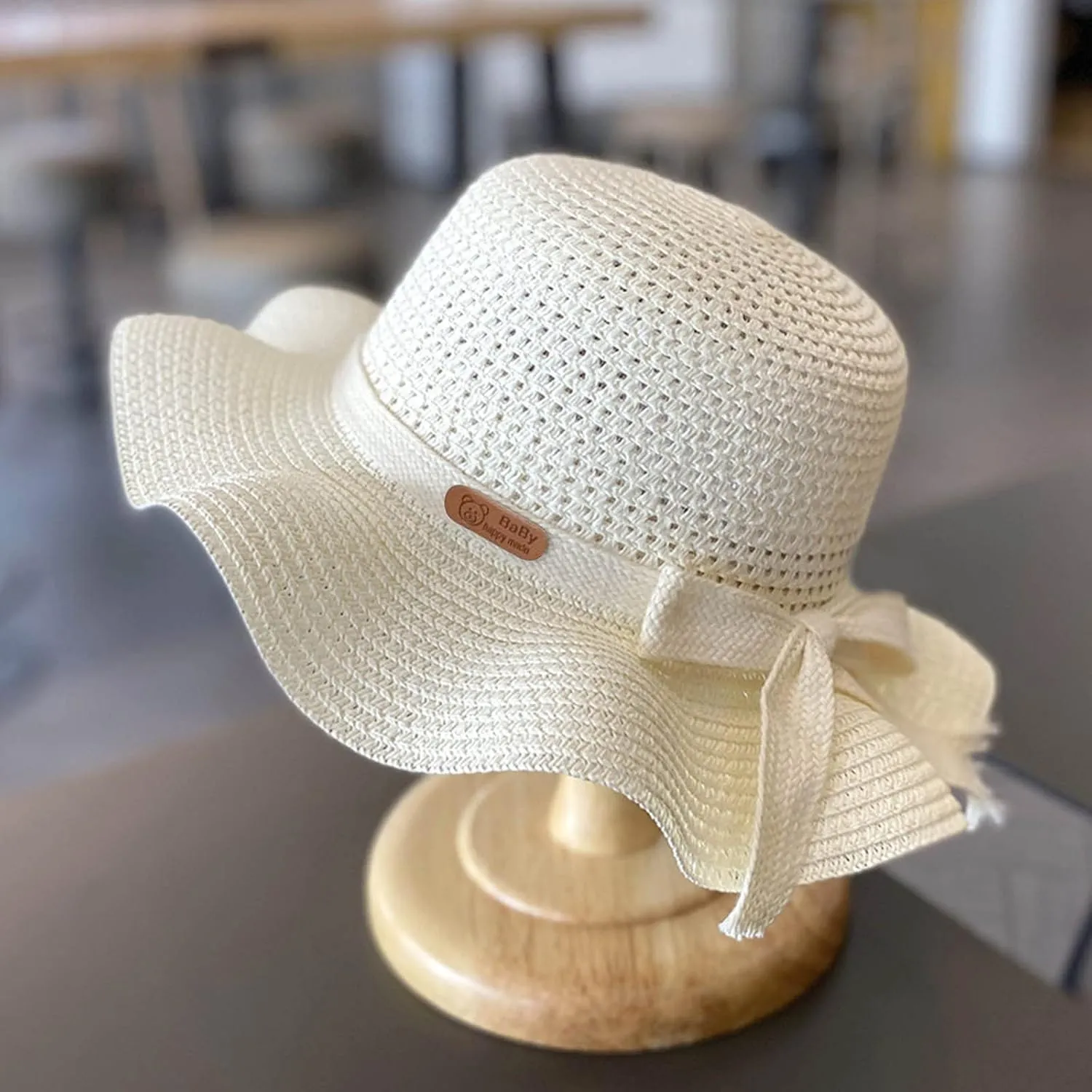 Baby Country Straw Hat with Bow Kids Wide Brim Sun Cap UPF 50  Breathable Fisherman Bucket Hat for Outdoor Protection
