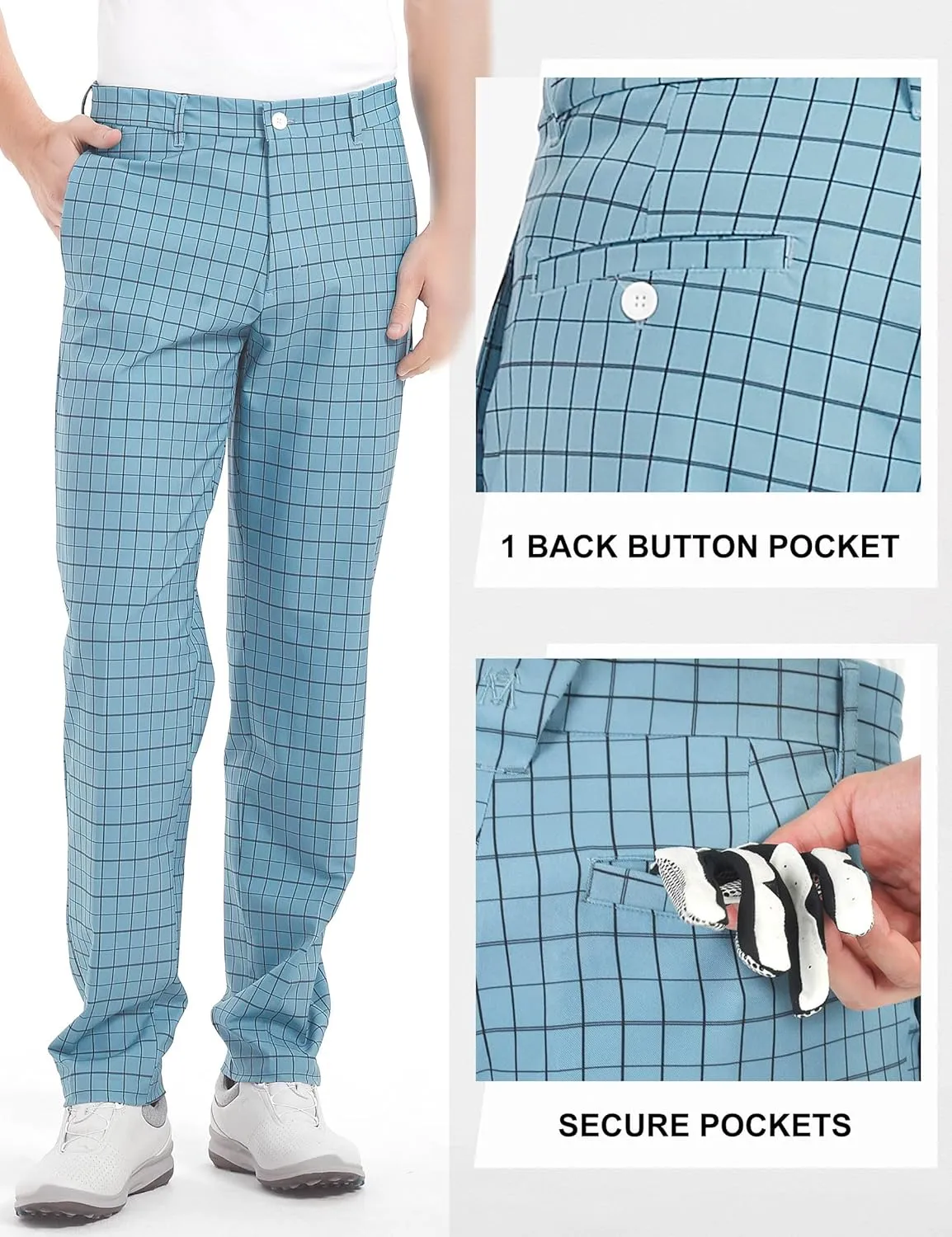 Bakery Men's Golf Pants Stretch Lightweight Straight Relaxed Fit Flat Front Pants