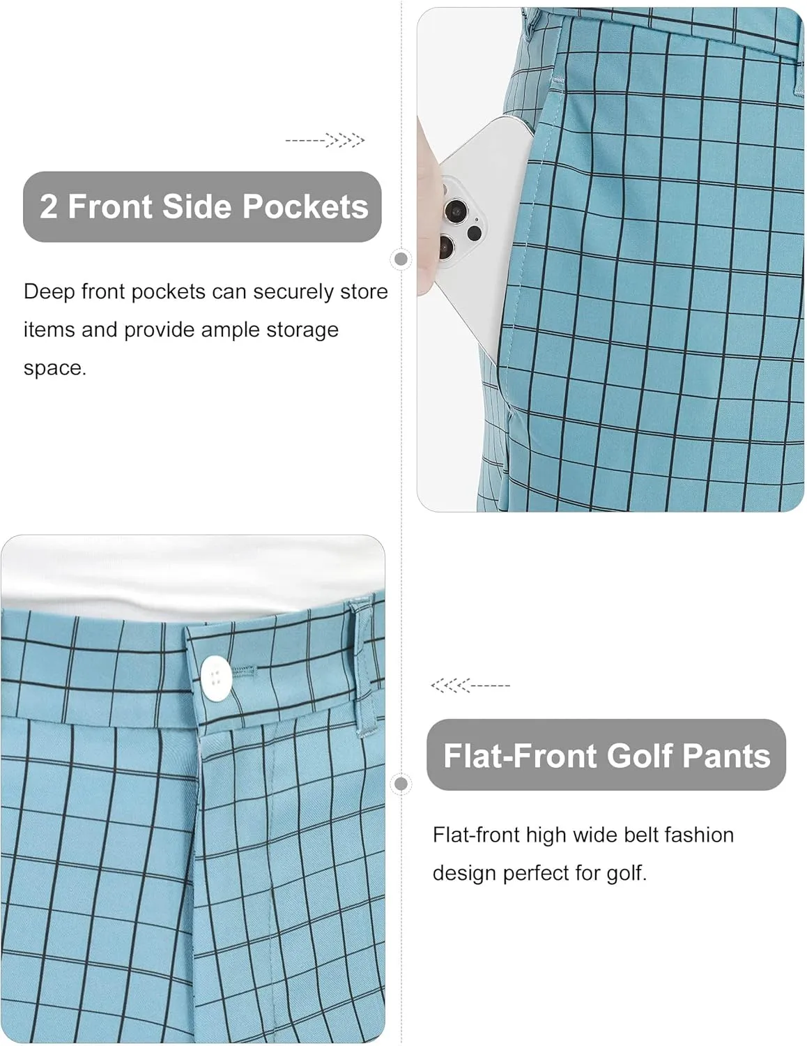 Bakery Men's Golf Pants Stretch Lightweight Straight Relaxed Fit Flat Front Pants