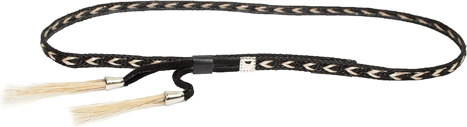 Beaded Vegan Leather Horsehair Hat Bands for Cowboy Panama Fedora Rancher Hats