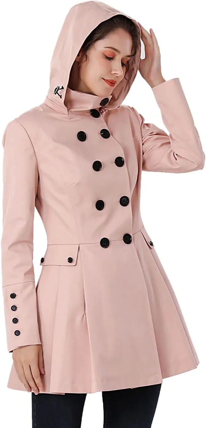 BGSD Women Nicole Waterproof Hooded Fit & Flare Trench Coat - Regular & Plus Size