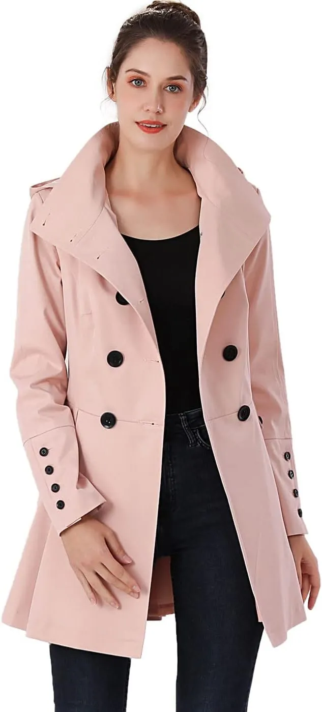 BGSD Women Nicole Waterproof Hooded Fit & Flare Trench Coat - Regular & Plus Size