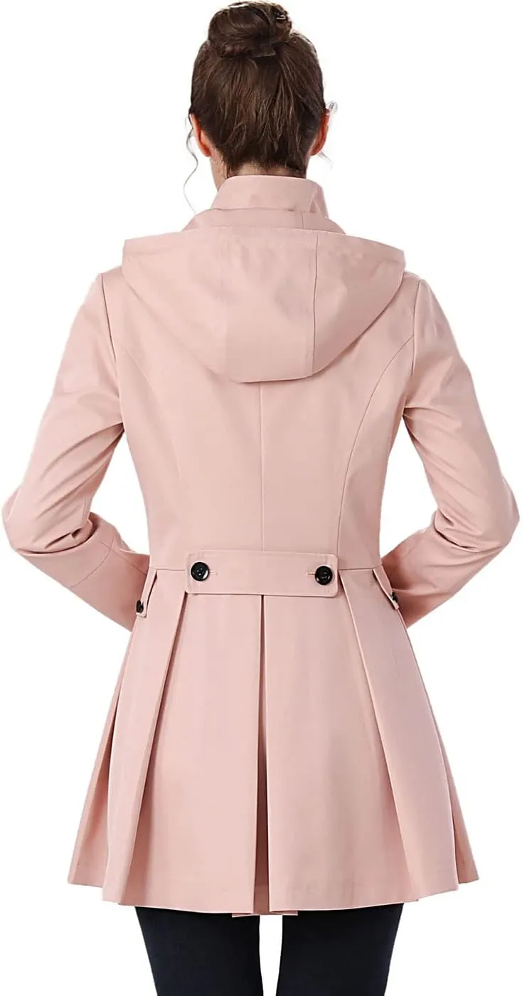 BGSD Women Nicole Waterproof Hooded Fit & Flare Trench Coat - Regular & Plus Size