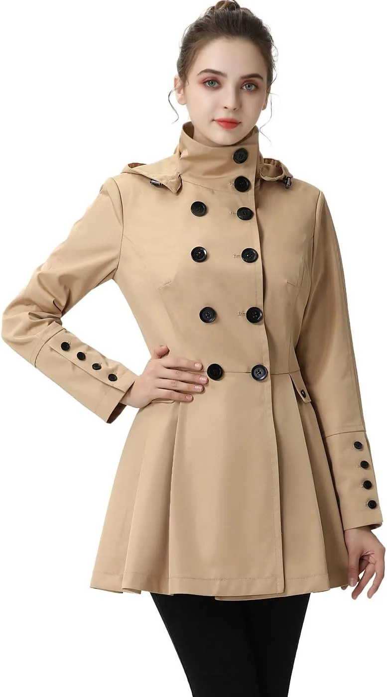 BGSD Women Nicole Waterproof Hooded Fit & Flare Trench Coat - Regular & Plus Size