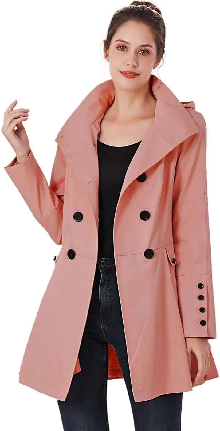 BGSD Women Nicole Waterproof Hooded Fit & Flare Trench Coat - Regular & Plus Size