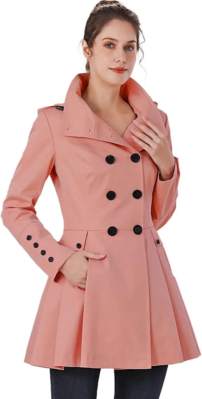 BGSD Women Nicole Waterproof Hooded Fit & Flare Trench Coat - Regular & Plus Size