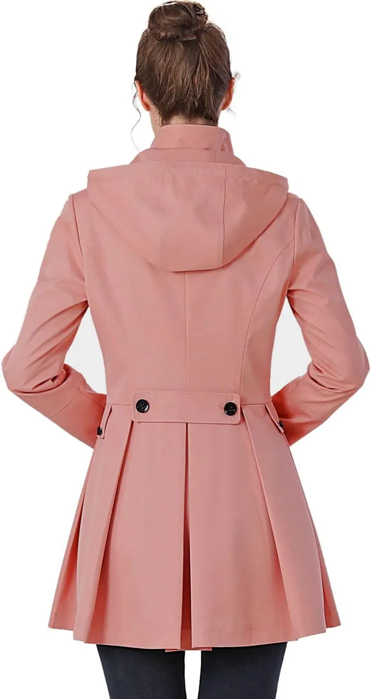 BGSD Women Nicole Waterproof Hooded Fit & Flare Trench Coat - Regular & Plus Size