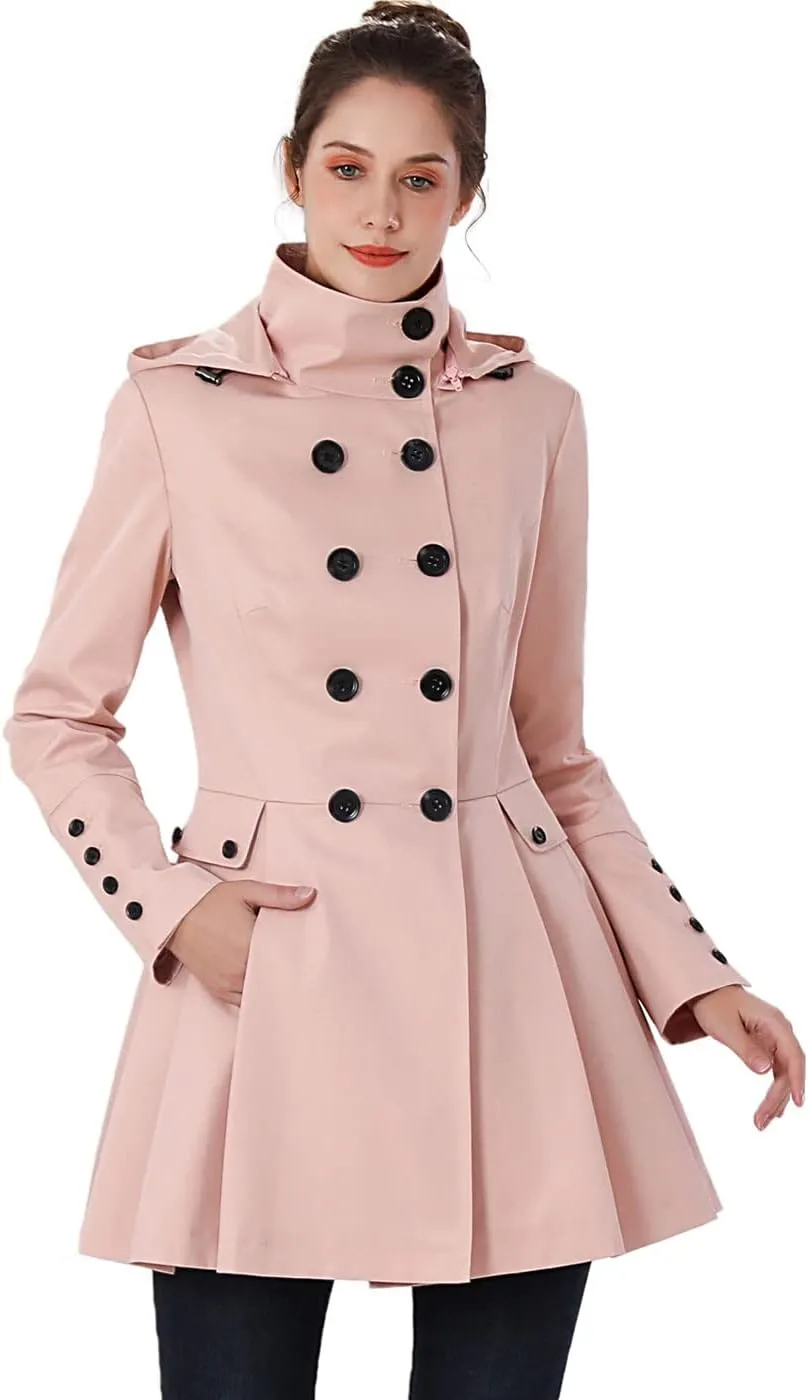 BGSD Women Nicole Waterproof Hooded Fit & Flare Trench Coat - Regular & Plus Size