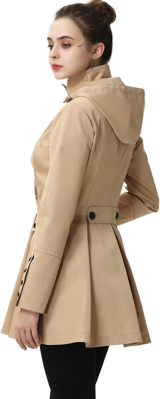 BGSD Women Nicole Waterproof Hooded Fit & Flare Trench Coat - Regular & Plus Size