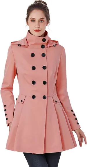 BGSD Women Nicole Waterproof Hooded Fit & Flare Trench Coat - Regular & Plus Size
