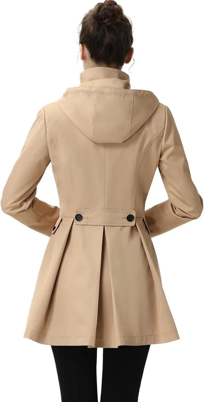 BGSD Women Nicole Waterproof Hooded Fit & Flare Trench Coat - Regular & Plus Size