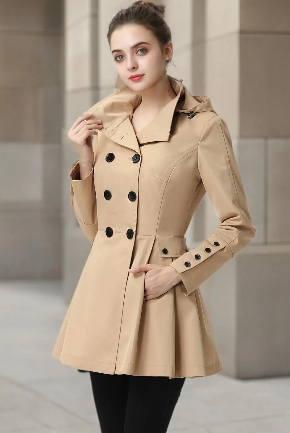 BGSD Women Nicole Waterproof Hooded Fit & Flare Trench Coat - Regular & Plus Size