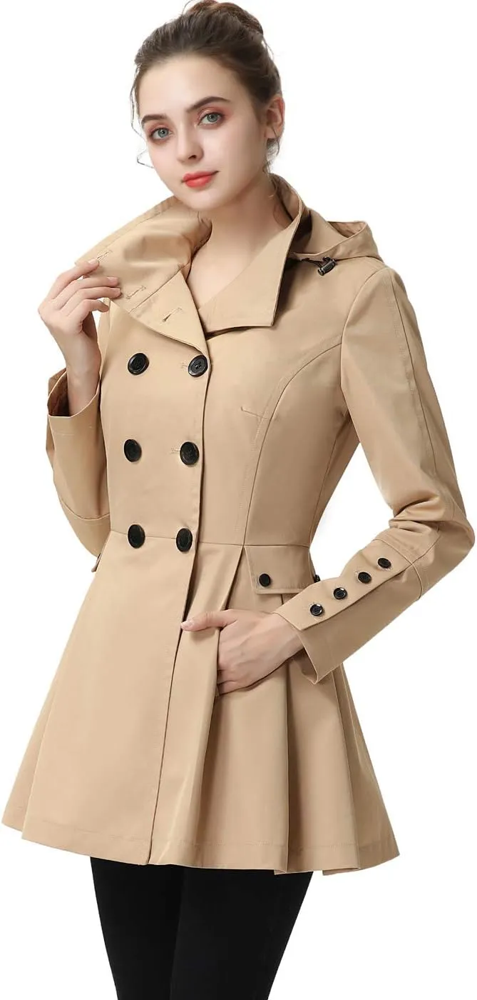 BGSD Women Nicole Waterproof Hooded Fit & Flare Trench Coat - Regular & Plus Size