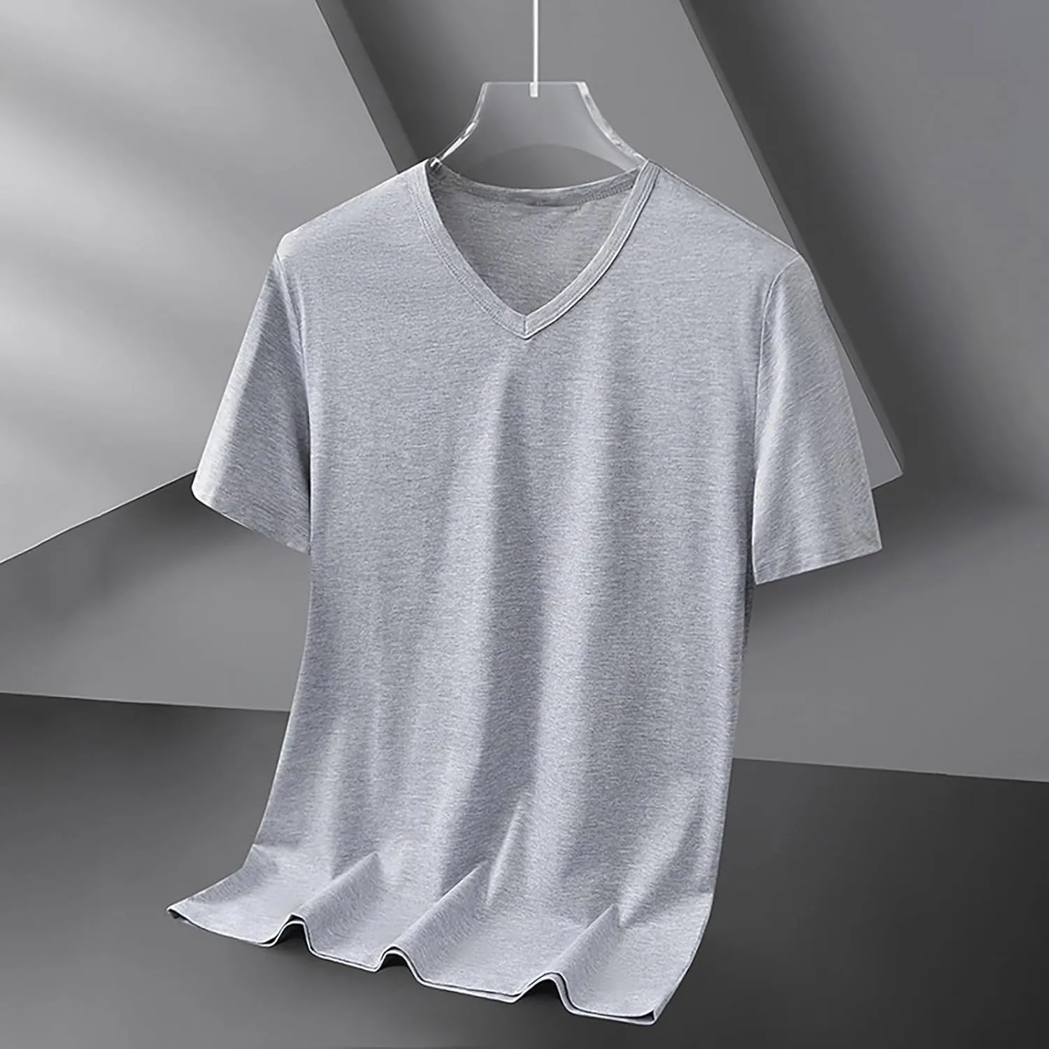 Big and Tall Shirts for Men Casual V Neck Short Sleeve T Shirts Plus Size Loose Summer Tee Tops Comfy Cotton T-Shirts