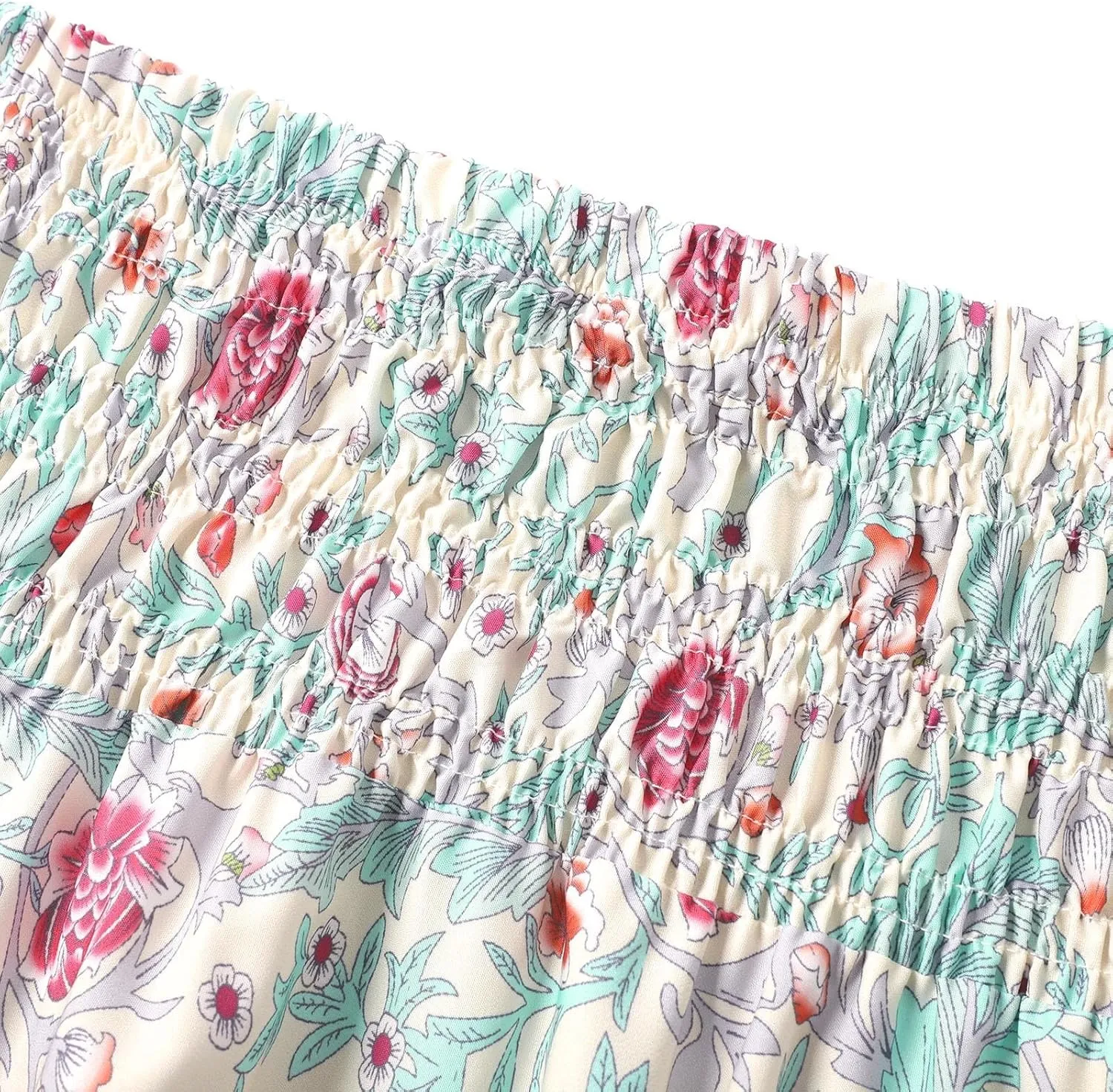Boho Maxi Skirts for Women 2025 Summer Floral Printed Elastic High Waisted Swing A-Line Ruffle Long Skirt