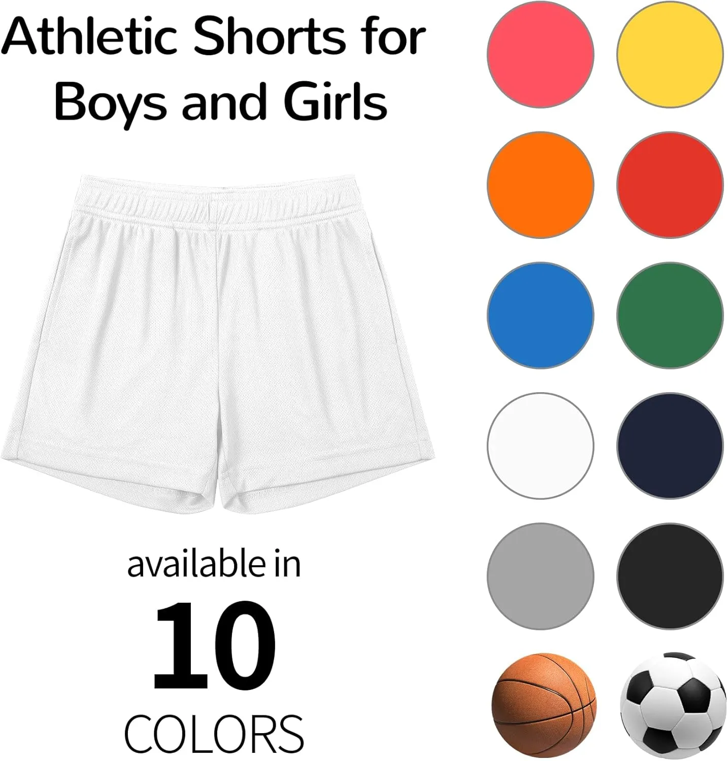Boys and Girls Basketball Shorts Athletic Soccer Shorts Sizes 2T to Youth